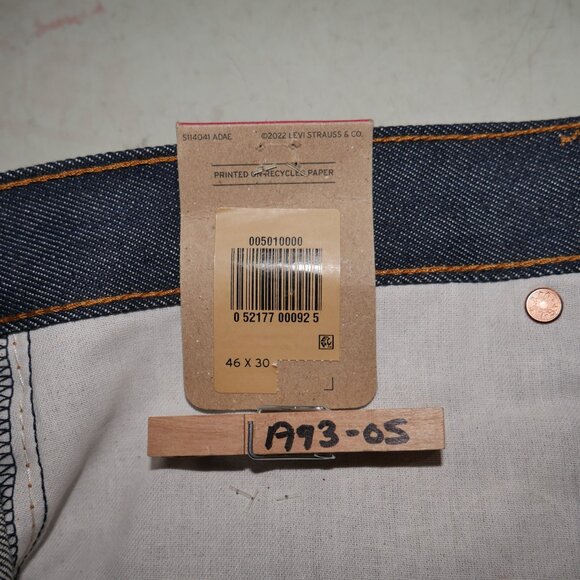 Levis 501 Original Fit Jeans Men's Size 46X30 Dark Rinse Denim Straight Leg NEW - Picture 9 of 12